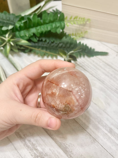 fire quartz and honey calcite sphere (3)