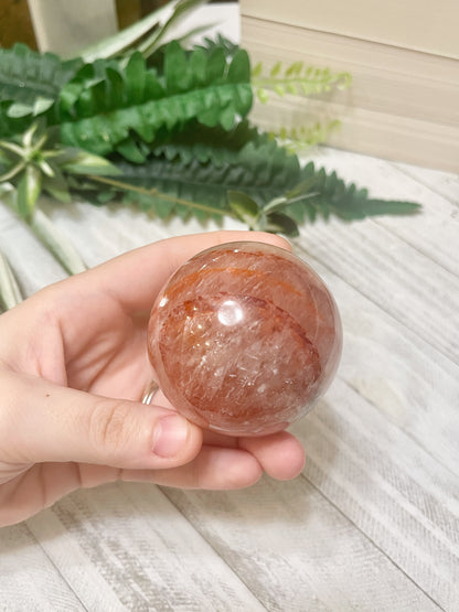 fire quartz and honey calcite sphere (3)