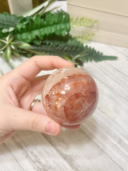 fire quartz and honey calcite sphere (3)