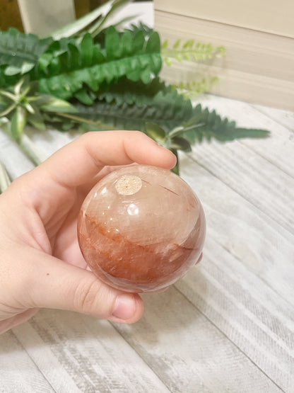 fire quartz and honey calcite sphere (3)